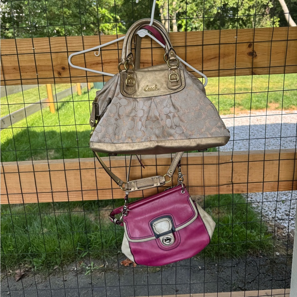 Coach Gold and Pink Shoulder Bag Duo